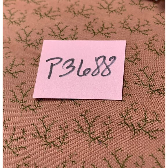 Pink Fabric with Green Branch Pattern 1/2 Yard x 44" Cotton Quilting - Picture 3 of 3